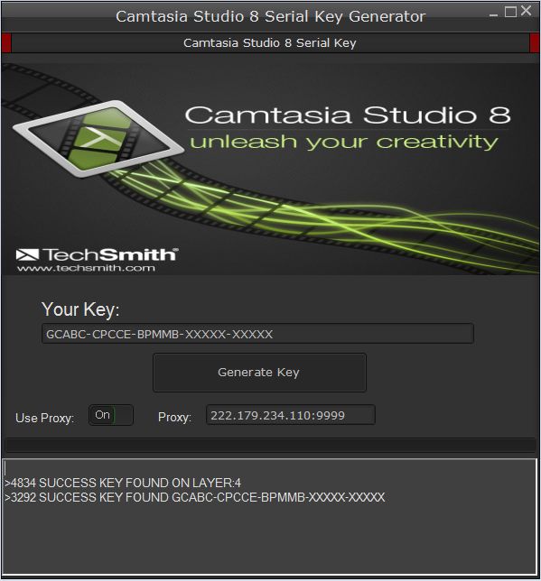 camtasia key numbers