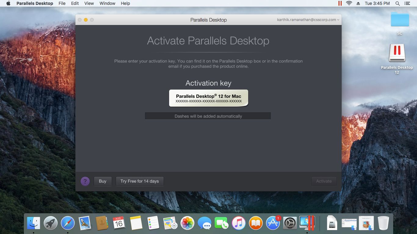 activation key for parallel desktop 14